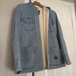 Ralph Lauren shearling denim chore hooded jacket